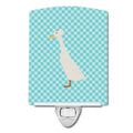 Bali Duck Blue Check Ceramic Night Light Compact, UL-Certified, Ideal for Bedroom, Bathroom, Nursery, Hallway, Kitchen, 6x4x3, Multicolor