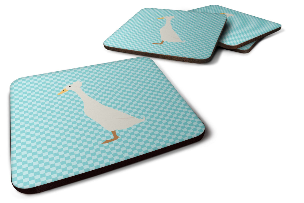 Bali Duck Blue Check Foam Coasters Set of 4 Cup Coasters for Indoor Outdoor, Tabletop Protection, Anti Slip, Mouse pad Material