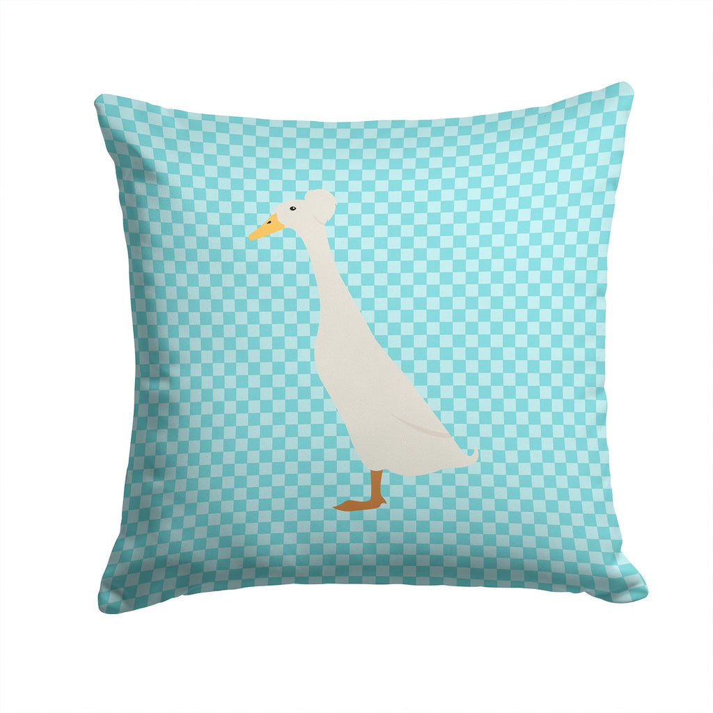 Bali Duck Blue Check Decorative Throw Pillow 14x14 Indoor Outdoor Accent Cushion, Fabric Cover with Insert for Sofa, Bed, Porch & Living Room