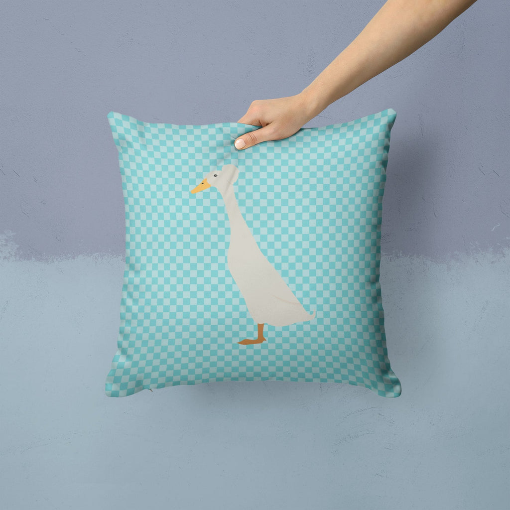 Bali Duck Blue Check Decorative Throw Pillow 14x14 Indoor Outdoor Accent Cushion, Fabric Cover with Insert for Sofa, Bed, Porch & Living Room