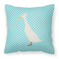 Bali Duck Blue Check Decorative Throw Pillow 18x18 Indoor Outdoor Accent Cushion, Fabric Cover with Insert for Sofa, Bed, Porch & Living Room