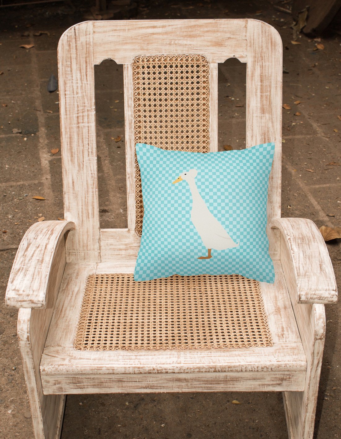 Bali Duck Blue Check Decorative Throw Pillow 18x18 Indoor Outdoor Accent Cushion, Fabric Cover with Insert for Sofa, Bed, Porch & Living Room