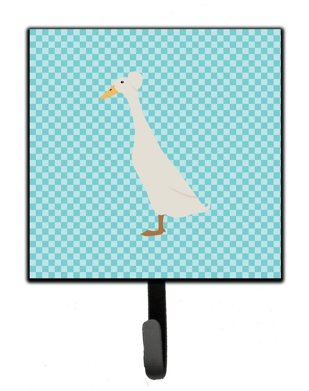 Bali Duck Blue Check Leash or Key Holder Wall Hooks, Key Hooks Holder, Coat Rack Wall Mount, Coat Hooks, Hooks for Hanging Keys, Towels, Aprons, Leashes