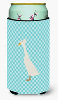 Bali Duck Blue Check Tall Boy Hugger Can Cooler Sleeve Machine Washable Drink Collapsible Insulator Beverage Insulated Holder