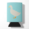 American Pekin Duck Blue Check Can or Bottle Hugger Cooler Sleeve for Standard 12 oz Cans, Insulated Foam Beer & Soda Can Hugger Reusable