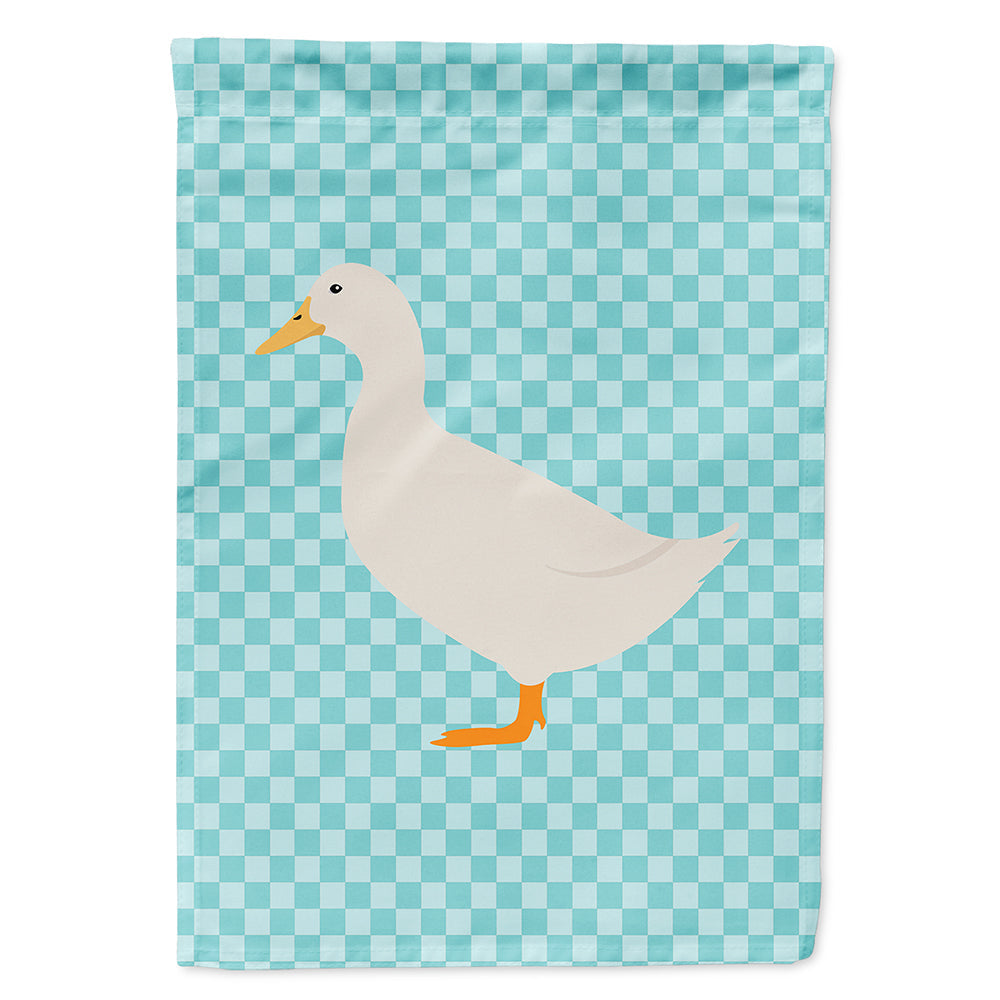 American Pekin Duck Blue Check House Flag 28x40 Porch Sleeve Pole Decorative Outside Yard Banner Artwork Wall Hanging, Polyester