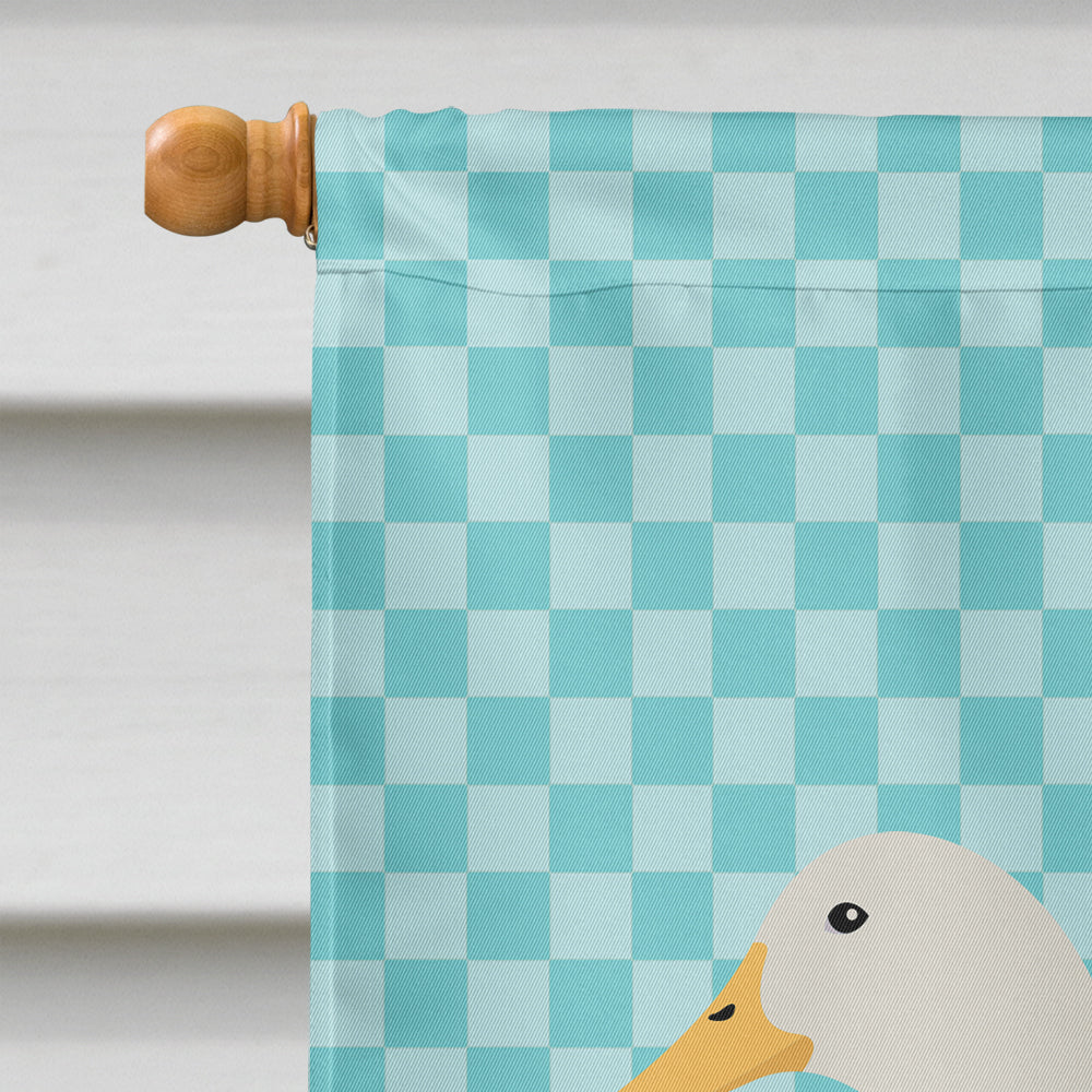 American Pekin Duck Blue Check House Flag 28x40 Porch Sleeve Pole Decorative Outside Yard Banner Artwork Wall Hanging, Polyester