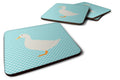 American Pekin Duck Blue Check Foam Coasters Set of 4 Cup Coasters for Indoor Outdoor, Tabletop Protection, Anti Slip, Mouse pad Material
