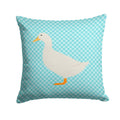 American Pekin Duck Blue Check Decorative Throw Pillow 14x14 Indoor Outdoor Accent Cushion, Fabric Cover with Insert for Sofa, Bed, Porch & Living Room