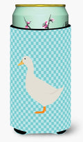 American Pekin Duck Blue Check Tall Boy Hugger Can Cooler Sleeve Machine Washable Drink Collapsible Insulator Beverage Insulated Holder
