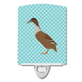 Dutch Hook Bill Duck Blue Check Ceramic Night Light Compact, UL-Certified, Ideal for Bedroom, Bathroom, Nursery, Hallway, Kitchen, 6x4x3, Multicolor