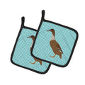 Dutch Hook Bill Duck Blue Check Pot Holder Set of 2 Heat Resistant Quilted Hot Pads 7.5 x 7.5 Inch, Insulated Kitchen Trivets for Cooking & Baking