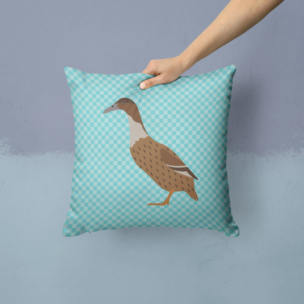 Dutch Hook Bill Duck Blue Check Decorative Throw Pillow 14x14 Indoor Outdoor Accent Cushion, Fabric Cover with Insert for Sofa, Bed, Porch & Living Room