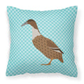 Dutch Hook Bill Duck Blue Check Decorative Throw Pillow 18x18 Indoor Outdoor Accent Cushion, Fabric Cover with Insert for Sofa, Bed, Porch & Living Room