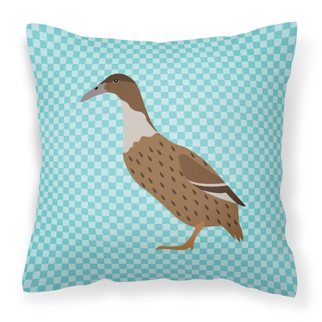 Dutch Hook Bill Duck Blue Check Decorative Throw Pillow 18x18 Indoor Outdoor Accent Cushion, Fabric Cover with Insert for Sofa, Bed, Porch & Living Room