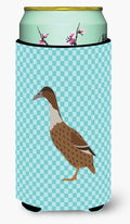 Dutch Hook Bill Duck Blue Check Tall Boy Hugger Can Cooler Sleeve Machine Washable Drink Collapsible Insulator Beverage Insulated Holder