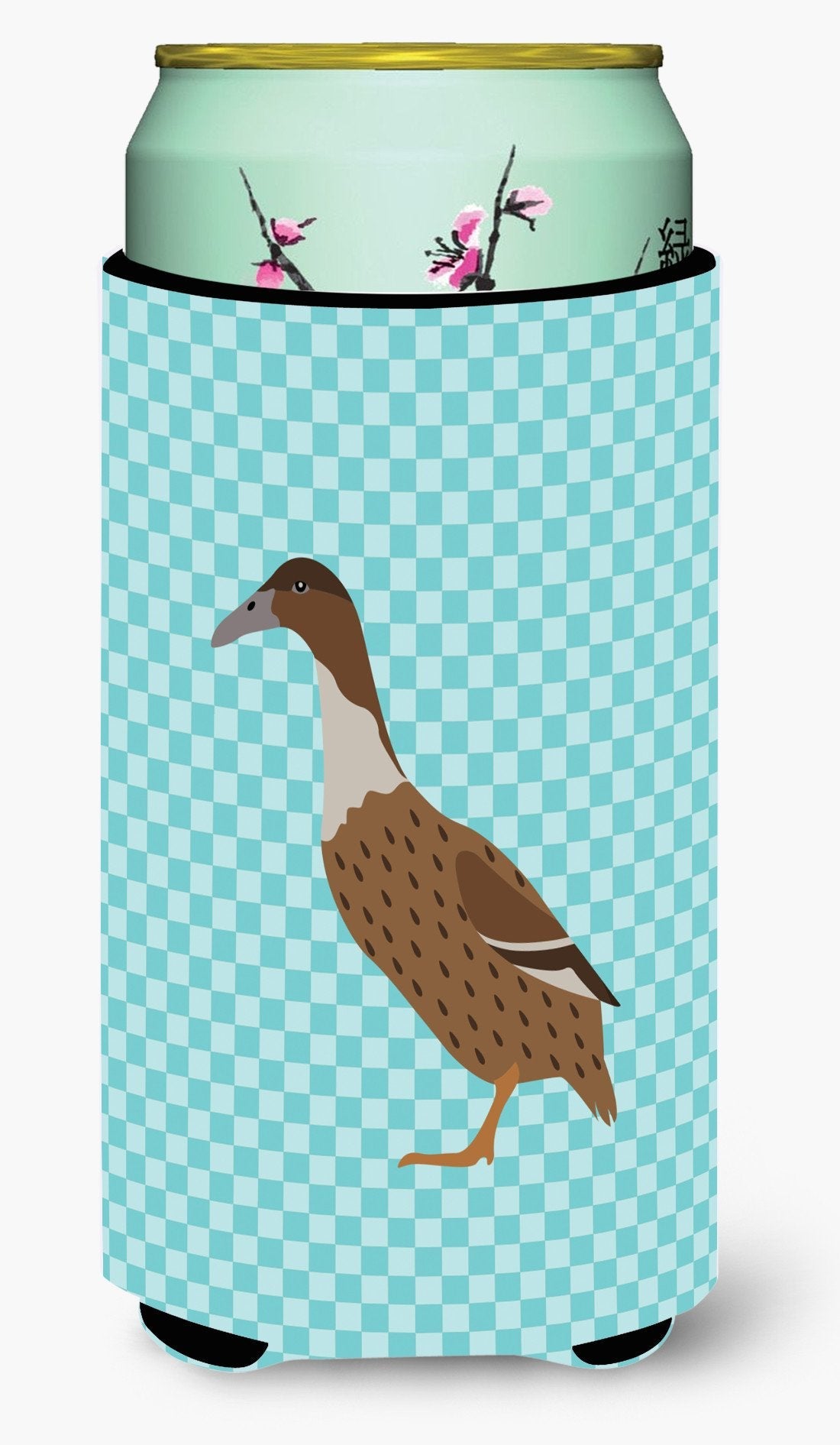 Dutch Hook Bill Duck Blue Check Tall Boy Hugger Can Cooler Sleeve Machine Washable Drink Collapsible Insulator Beverage Insulated Holder