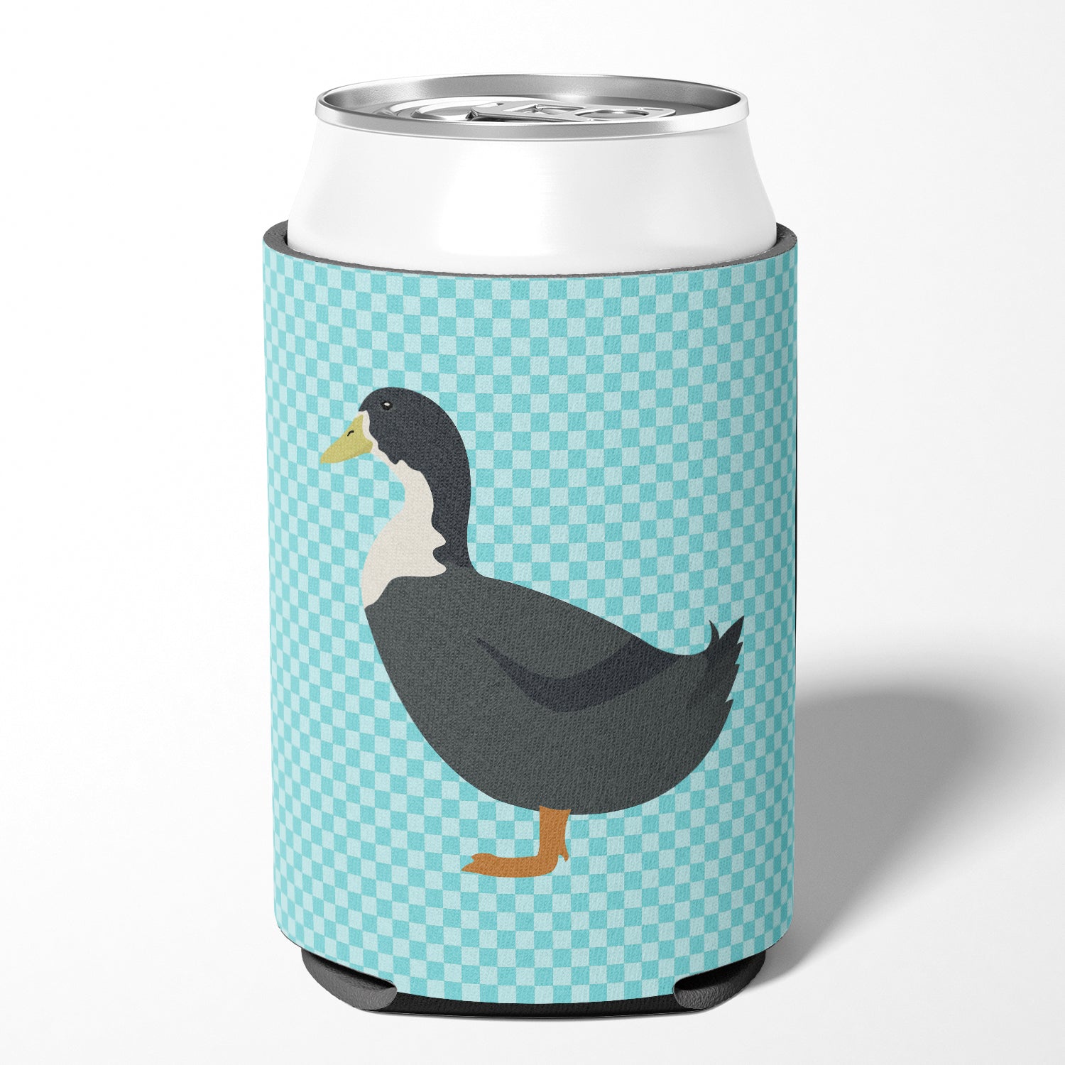 Blue Swedish Duck Blue Check Can or Bottle Hugger Cooler Sleeve for Standard 12 oz Cans, Insulated Foam Beer & Soda Can Hugger Reusable