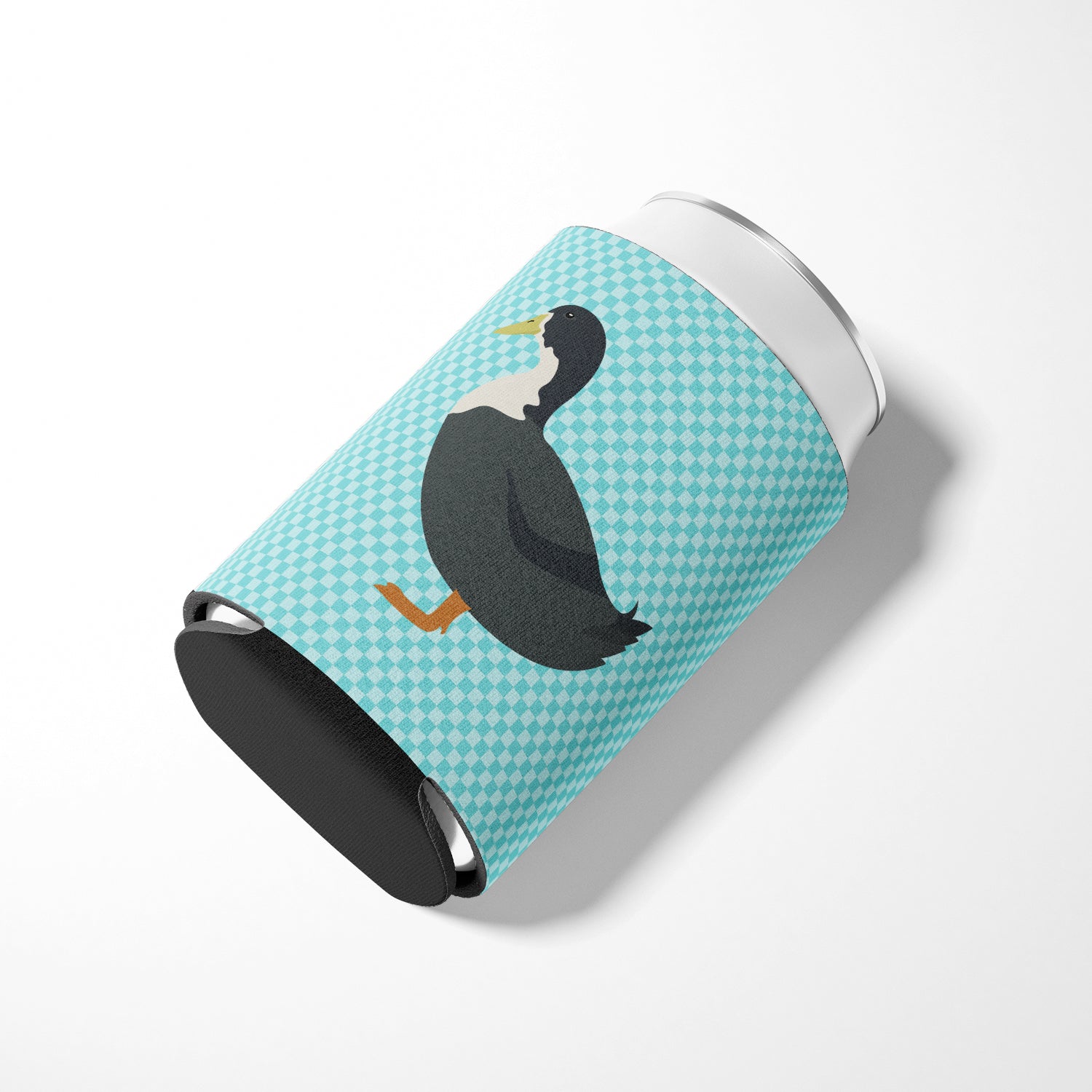 Blue Swedish Duck Blue Check Can or Bottle Hugger Cooler Sleeve for Standard 12 oz Cans, Insulated Foam Beer & Soda Can Hugger Reusable
