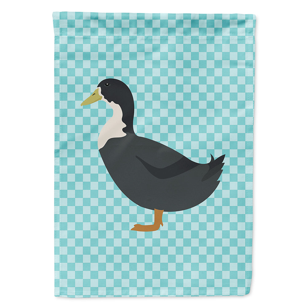 Blue Swedish Duck Blue Check House Flag 28x40 Porch Sleeve Pole Decorative Outside Yard Banner Artwork Wall Hanging, Polyester