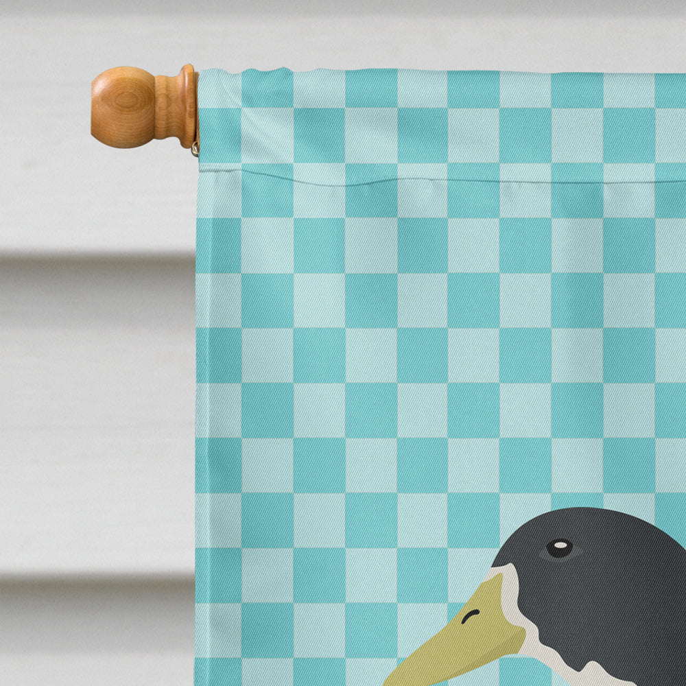 Blue Swedish Duck Blue Check House Flag 28x40 Porch Sleeve Pole Decorative Outside Yard Banner Artwork Wall Hanging, Polyester