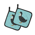 Blue Swedish Duck Blue Check Pot Holder Set of 2 Heat Resistant Quilted Hot Pads 7.5 x 7.5 Inch, Insulated Kitchen Trivets for Cooking & Baking