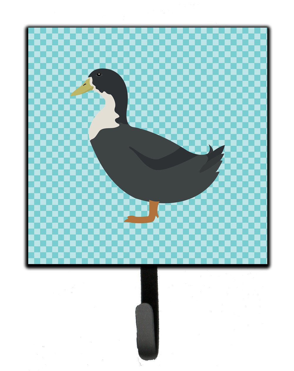 Blue Swedish Duck Blue Check Leash or Key Holder Wall Hooks, Key Hooks Holder, Coat Rack Wall Mount, Coat Hooks, Hooks for Hanging Keys, Towels, Aprons, Leashes