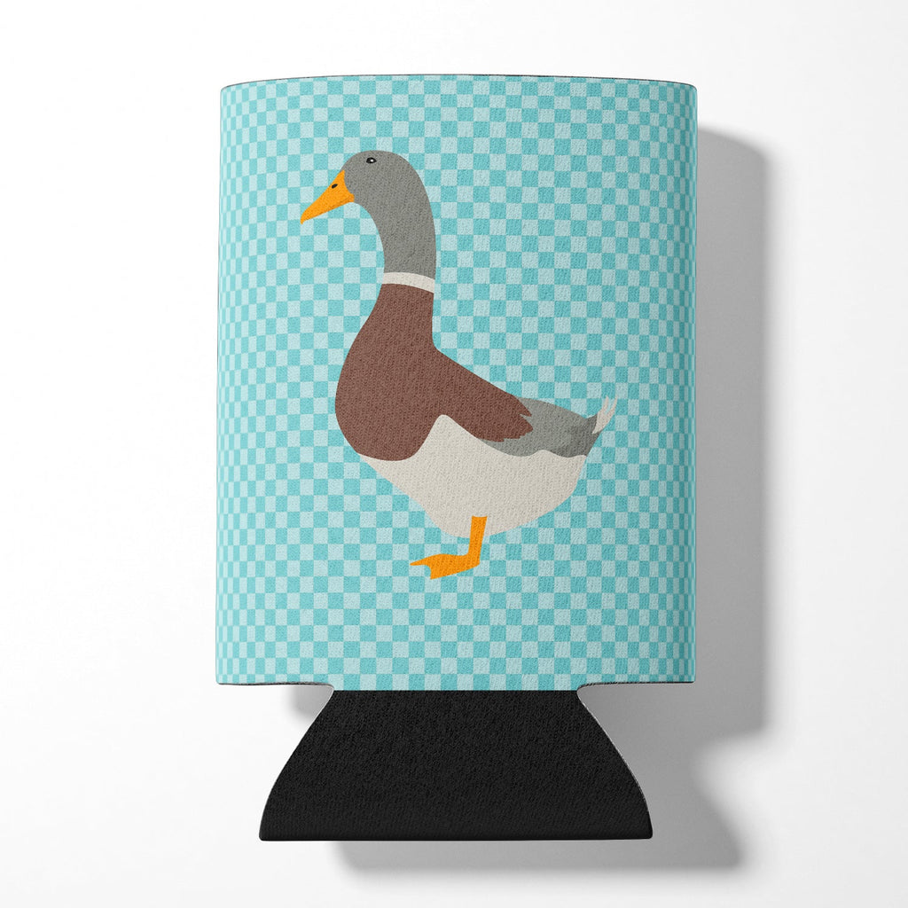 Saxony Sachsenente Duck Blue Check Can or Bottle Hugger Cooler Sleeve for Standard 12 oz Cans, Insulated Foam Beer & Soda Can Hugger Reusable