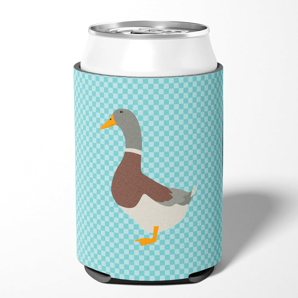 Saxony Sachsenente Duck Blue Check Can or Bottle Hugger Cooler Sleeve for Standard 12 oz Cans, Insulated Foam Beer & Soda Can Hugger Reusable