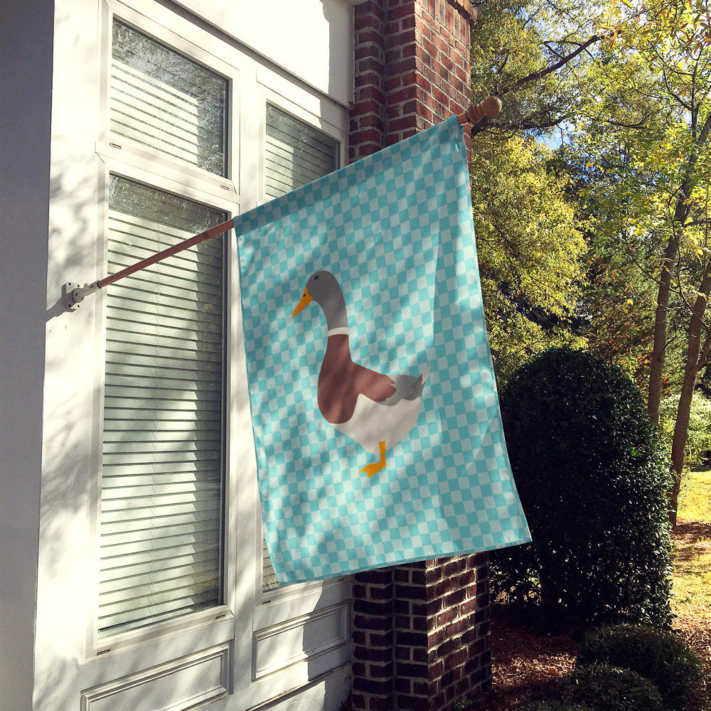 Saxony Sachsenente Duck Blue Check House Flag 28x40 Porch Sleeve Pole Decorative Outside Yard Banner Artwork Wall Hanging, Polyester