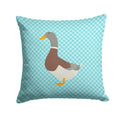 Saxony Sachsenente Duck Blue Check Decorative Throw Pillow 14x14 Indoor Outdoor Accent Cushion, Fabric Cover with Insert for Sofa, Bed, Porch & Living Room