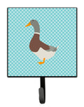 Saxony Sachsenente Duck Blue Check Leash or Key Holder Wall Hooks, Key Hooks Holder, Coat Rack Wall Mount, Coat Hooks, Hooks for Hanging Keys, Towels, Aprons, Leashes