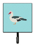Muscovy Duck Blue Check Leash or Key Holder Wall Hooks, Key Hooks Holder, Coat Rack Wall Mount, Coat Hooks, Hooks for Hanging Keys, Towels, Aprons, Leashes