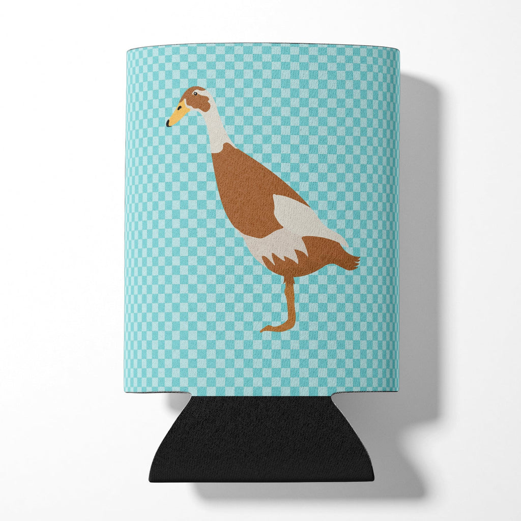 Indian Runner Duck Blue Check Can or Bottle Hugger Cooler Sleeve for Standard 12 oz Cans, Insulated Foam Beer & Soda Can Hugger Reusable