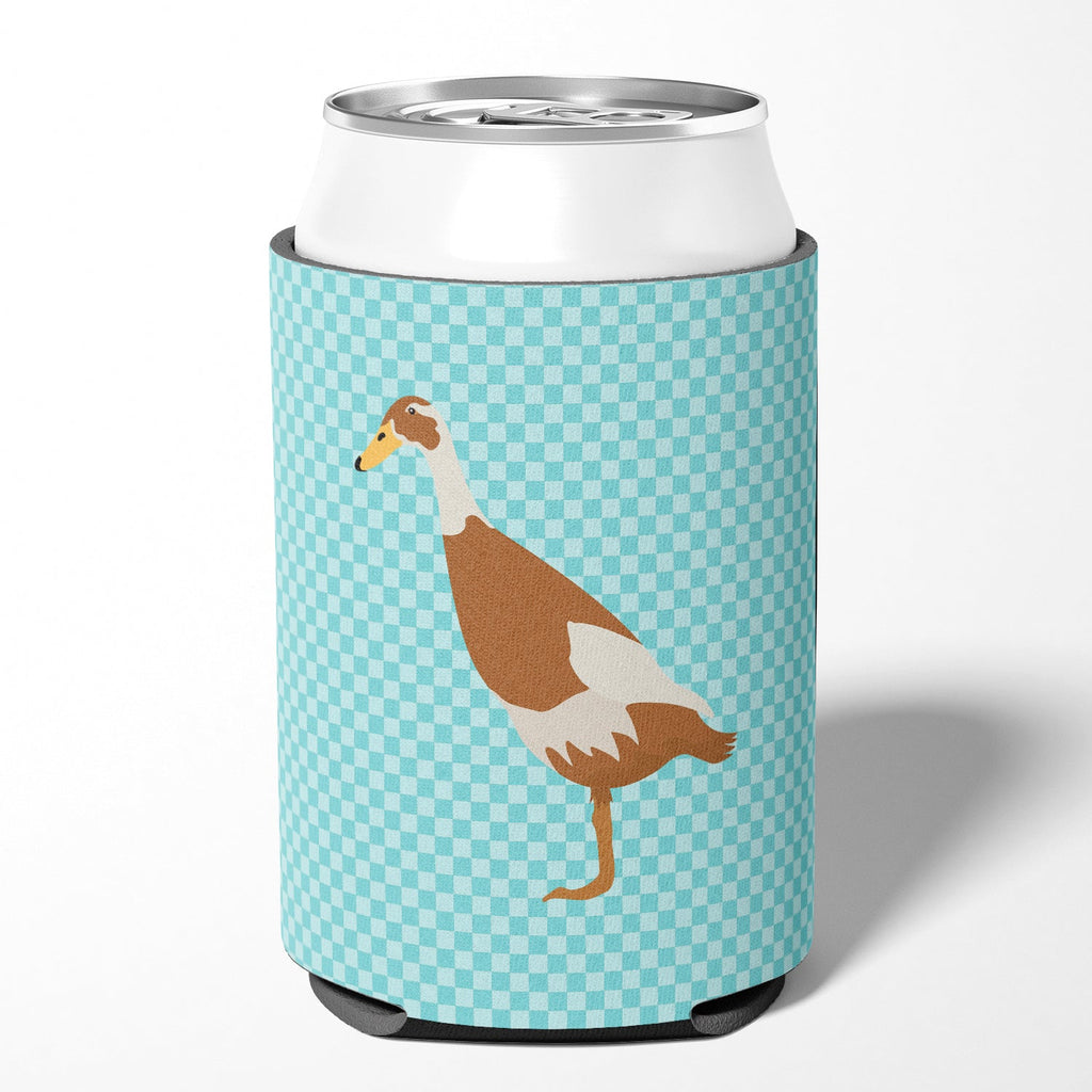 Indian Runner Duck Blue Check Can or Bottle Hugger Cooler Sleeve for Standard 12 oz Cans, Insulated Foam Beer & Soda Can Hugger Reusable