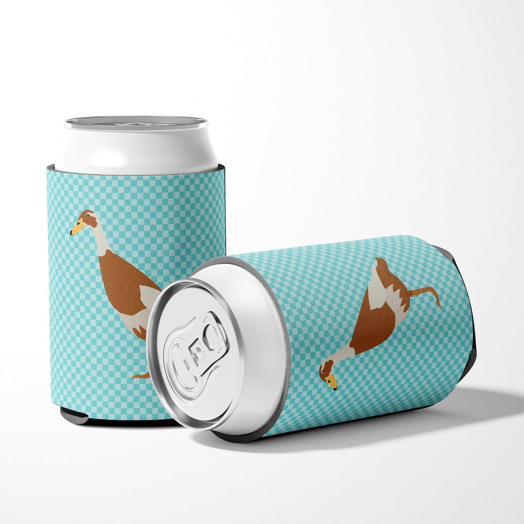 Indian Runner Duck Blue Check Can or Bottle Hugger Cooler Sleeve for Standard 12 oz Cans, Insulated Foam Beer & Soda Can Hugger Reusable