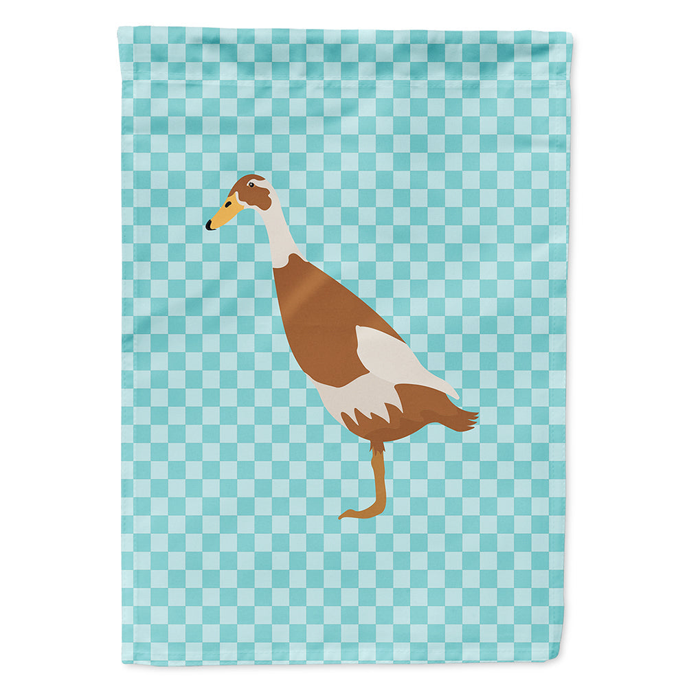 Indian Runner Duck Blue Check House Flag 28x40 Porch Sleeve Pole Decorative Outside Yard Banner Artwork Wall Hanging, Polyester