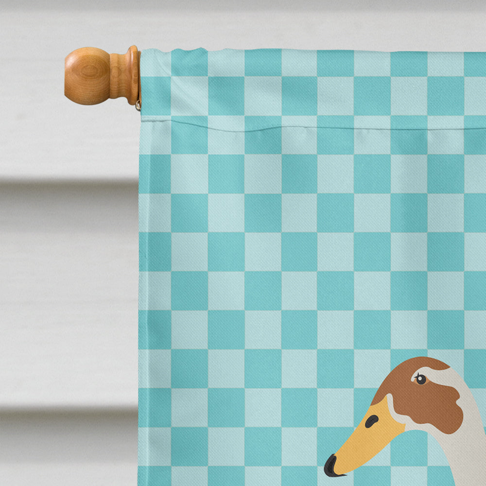 Indian Runner Duck Blue Check House Flag 28x40 Porch Sleeve Pole Decorative Outside Yard Banner Artwork Wall Hanging, Polyester