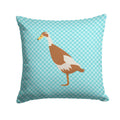 Indian Runner Duck Blue Check Decorative Throw Pillow 14x14 Indoor Outdoor Accent Cushion, Fabric Cover with Insert for Sofa, Bed, Porch & Living Room