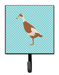 Indian Runner Duck Blue Check Leash or Key Holder Wall Hooks, Key Hooks Holder, Coat Rack Wall Mount, Coat Hooks, Hooks for Hanging Keys, Towels, Aprons, Leashes
