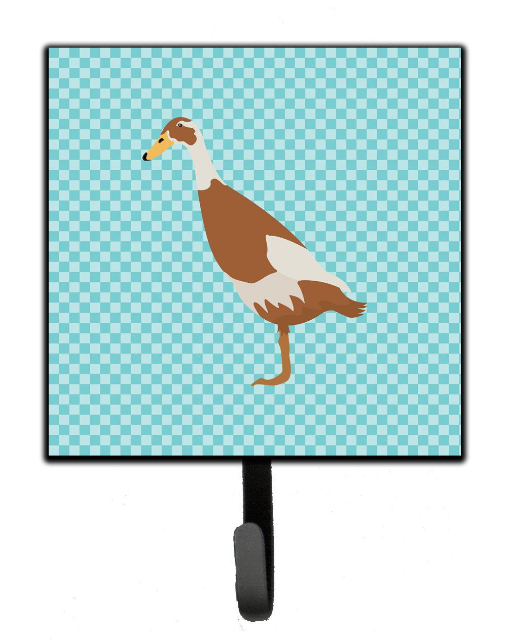 Indian Runner Duck Blue Check Leash or Key Holder Wall Hooks, Key Hooks Holder, Coat Rack Wall Mount, Coat Hooks, Hooks for Hanging Keys, Towels, Aprons, Leashes