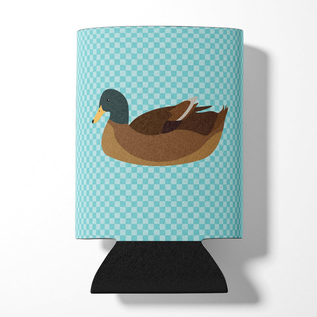 Khaki Campbell Duck Blue Check Can or Bottle Hugger Cooler Sleeve for Standard 12 oz Cans, Insulated Foam Beer & Soda Can Hugger Reusable