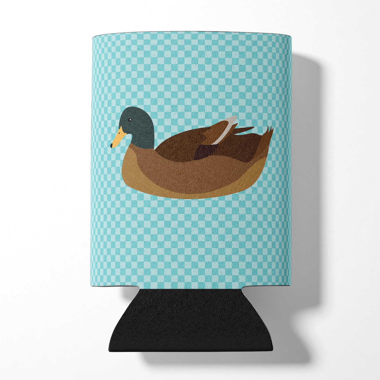 Khaki Campbell Duck Blue Check Can or Bottle Hugger Cooler Sleeve for Standard 12 oz Cans, Insulated Foam Beer & Soda Can Hugger Reusable