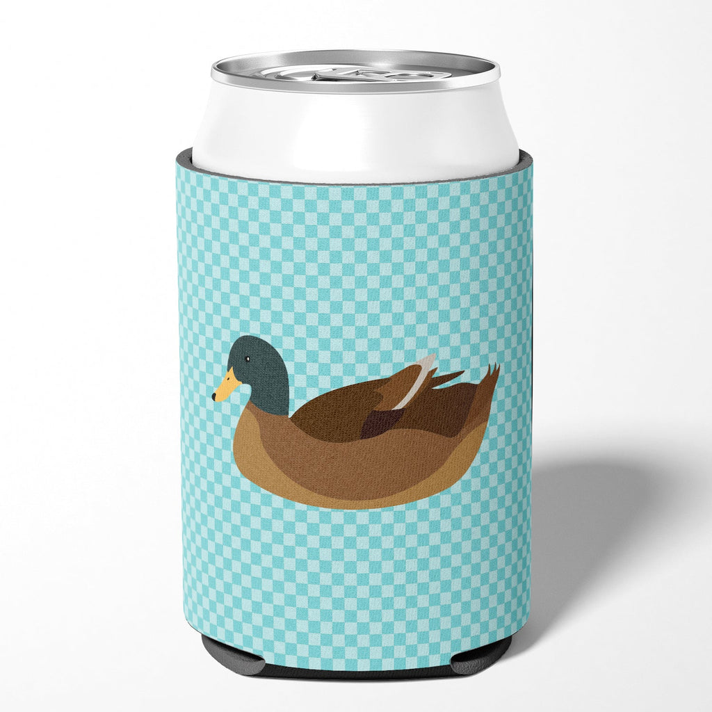 Khaki Campbell Duck Blue Check Can or Bottle Hugger Cooler Sleeve for Standard 12 oz Cans, Insulated Foam Beer & Soda Can Hugger Reusable
