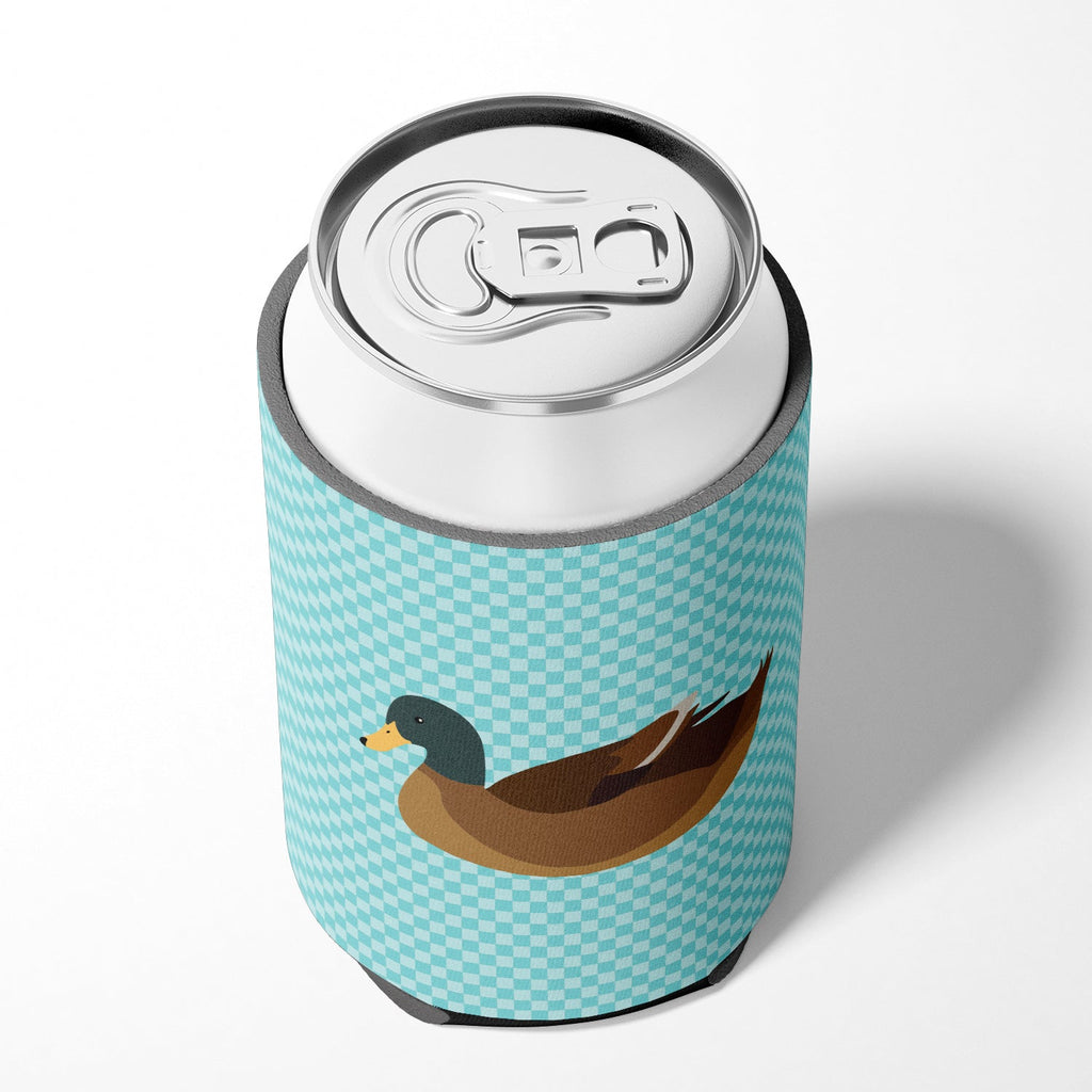 Khaki Campbell Duck Blue Check Can or Bottle Hugger Cooler Sleeve for Standard 12 oz Cans, Insulated Foam Beer & Soda Can Hugger Reusable