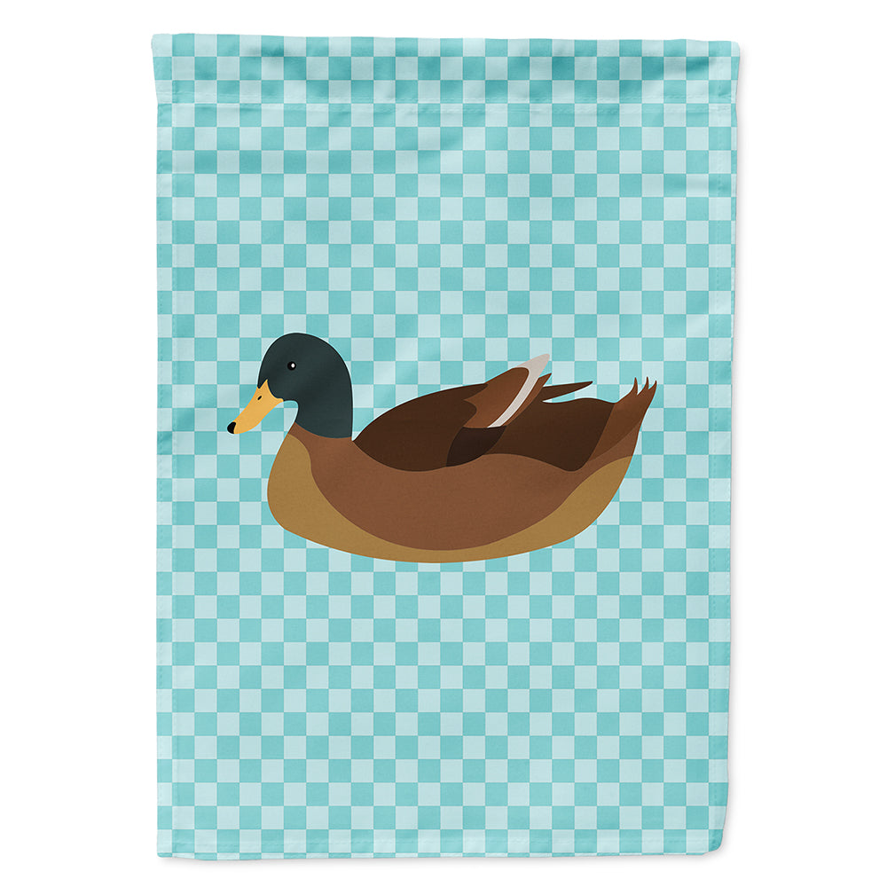 Khaki Campbell Duck Blue Check House Flag 28x40 Porch Sleeve Pole Decorative Outside Yard Banner Artwork Wall Hanging, Polyester