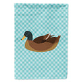 Khaki Campbell Duck Blue Check House Flag 28x40 Porch Sleeve Pole Decorative Outside Yard Banner Artwork Wall Hanging, Polyester