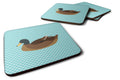 Khaki Campbell Duck Blue Check Foam Coasters Set of 4 Cup Coasters for Indoor Outdoor, Tabletop Protection, Anti Slip, Mouse pad Material
