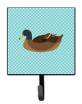 Khaki Campbell Duck Blue Check Leash or Key Holder Wall Hooks, Key Hooks Holder, Coat Rack Wall Mount, Coat Hooks, Hooks for Hanging Keys, Towels, Aprons, Leashes