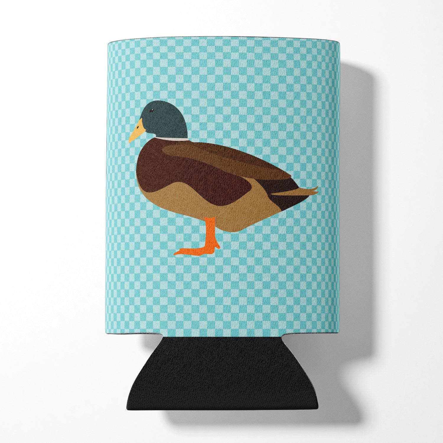 Silver Bantam Duck Blue Check Can or Bottle Hugger Cooler Sleeve for Standard 12 oz Cans, Insulated Foam Beer & Soda Can Hugger Reusable